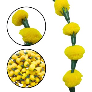 Hitech Sales 10 Woolen Artificial Long Marigold Fluffy Flower Garland Strings for Home Decoration, Pooja Mandir Decor Genda Phool for Wedding and Festivals, Diwali (40 inch) (Yellow) Hitech Sales 10 Woolen Artificial Long Marigold Fluffy Flower Garland Strings for Home Decoration, Pooja Mandir Decor Genda Phool for Wedding and Festivals, Diwali (40 inch) (Yellow)