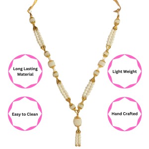 Handmade Golden & White Color Moti Mala/Garland | 15 inch Decorative Haar for God Idol, Temple & Home Décor Handmade Golden & White Color Moti Mala/Garland | 15 inch Decorative Haar for God Idol, Temple & Home Décor