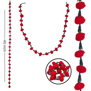 Hitech Sales 10 Woolen Artificial Long Marigold Fluffy Flower Garland Strings for Home Decoration, Pooja Mandir Decor Genda Phool for Wedding and Festivals, Diwali (40 inch) (Red) Hitech Sales 10 Woolen Artificial Long Marigold Fluffy Flower Garland Strings for Home Decoration, Pooja Mandir Decor Genda Phool for Wedding and Festivals, Diwali (40 inch) (Red)