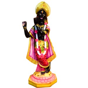 Black Lord Krishna Statue Playing Flute with Golden Crown – Hindu God Murti Idol for Home Mandir, Pooja Room, Temple Decor & Spiritual Gift Item Black Lord Krishna Statue Playing Flute with Golden Crown – Hindu God Murti Idol for Home Mandir, Pooja Room, Temple Decor & Spiritual Gift Item