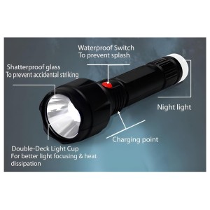 HiTechMart 24 Energy Rechargeable Led Torch with Dual Mode Night Lamp/Torch 8 hrs Flood Lamp Emergency Light (Black) HiTechMart 24 Energy Rechargeable Led Torch with Dual Mode Night Lamp/Torch 8 hrs Flood Lamp Emergency Light (Black)