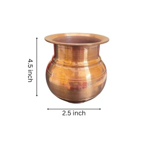 Pure Copper Kalash Lota Traditional Puja Vessel for Daily and Festive Use 4.5/2.5 Inch Pure Copper Kalash Lota Traditional Puja Vessel for Daily and Festive Use 4.5/2.5 Inch