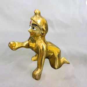Brass Laddu Gopal Idol Crawling Baby Krishna Murti | Bal Gopal Statue for Home Temple, Puja & Decor Pooja Mandir Brass Laddu Gopal Idol Crawling Baby Krishna Murti | Bal Gopal Statue for Home Temple, Puja & Decor Pooja Mandir