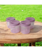 Airtight Plastic Container with Lid 250 ml (Set of 4) Plain | Multipurpose Storage & Grocery Containers. (Pink)