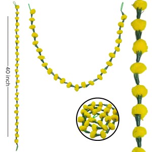 Hitech Sales 10 Woolen Artificial Long Marigold Fluffy Flower Garland Strings for Home Decoration, Pooja Mandir Decor Genda Phool for Wedding and Festivals, Diwali (40 inch) (Yellow) Hitech Sales 10 Woolen Artificial Long Marigold Fluffy Flower Garland Strings for Home Decoration, Pooja Mandir Decor Genda Phool for Wedding and Festivals, Diwali (40 inch) (Yellow)