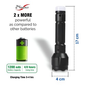 HiTechMart 24 Energy Rechargeable Led Torch with Dual Mode Night Lamp/Torch 8 hrs Flood Lamp Emergency Light (Black) HiTechMart 24 Energy Rechargeable Led Torch with Dual Mode Night Lamp/Torch 8 hrs Flood Lamp Emergency Light (Black)