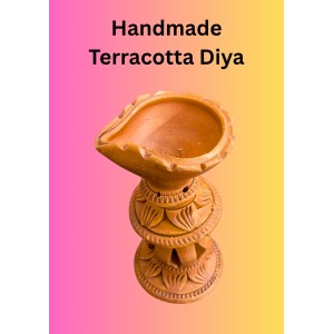 Handmade Terracotta Diya with Stand – Traditional Clay Oil Lamp for Festivals, Pooja & Home Decor Handmade Terracotta Diya with Stand – Traditional Clay Oil Lamp for Festivals, Pooja & Home Decor