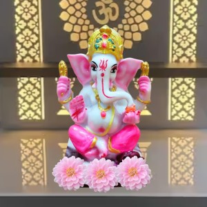 Hi Tech Sales Handcrafted Siddhi Ganesh Idol for Home Decor, Gifting Diwali, Birthday, Festivals (5 x 3 Inches) (Pink)