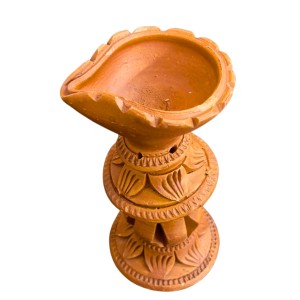 Handmade Terracotta Diya with Stand – Traditional Clay Oil Lamp for Festivals, Pooja & Home Decor Handmade Terracotta Diya with Stand – Traditional Clay Oil Lamp for Festivals, Pooja & Home Decor