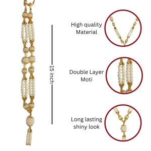Handmade Golden & White Color Moti Mala/Garland | 15 inch Decorative Haar for God Idol, Temple & Home Décor Handmade Golden & White Color Moti Mala/Garland | 15 inch Decorative Haar for God Idol, Temple & Home Décor