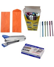 Combo of 20 Pcs Brown Envelopes, 1 Box Fort Gel Pen, Stapler & Pin Combo of 20 Pcs Brown Envelopes, 1 Box Fort Gel Pen, Stapler & Pin