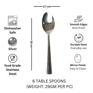 Hitech Sales Stainless Steel Set of 6,18 cm Long,Spoons for Home & Kitchen,Dinning Tableware Gift for House Warming,6 Pieces Spoons Silver Imperial Design Hitech Sales Stainless Steel Set of 6,18 cm Long,Spoons for Home & Kitchen,Dinning Tableware Gift for House Warming,6 Pieces Spoons Silver Imperial Design