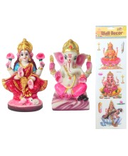 Laxmi Ganesh Murti Idol with Free Stickers by Hi Tech Sales | Hindu Goddess Lakshmi & Lord Ganesha Statue for Puja, Temple, Home & Office Decor | Diwali Festival Spiritual Gift Laxmi Ganesh Murti Idol with Free Stickers by Hi Tech Sales | Hindu Goddess Lakshmi & Lord Ganesha Statue for Puja, Temple, Home & Office Decor | Diwali Festival Spiritual Gift