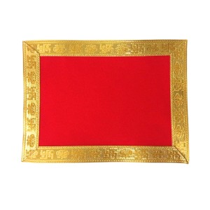 Velvet Pooja Aasan Cloth with Golden Border | Plain Chowki Mat for Puja Table, Home Mandir & Temple | Pack of 6 (6 x 8) Velvet Pooja Aasan Cloth with Golden Border | Plain Chowki Mat for Puja Table, Home Mandir & Temple | Pack of 6 (6 x 8)