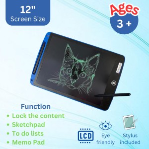 Hitech Sales 12 Inch LCD Writing Tablet Colorful Magic Slate with Stylus Pen Eco-Friendly Digital Drawing and Writing Pad for Kids, Ideal for Drawing, Playing, and Noting Hitech Sales 12 Inch LCD Writing Tablet Colorful Magic Slate with Stylus Pen Eco-Friendly Digital Drawing and Writing Pad for Kids, Ideal for Drawing, Playing, and Noting