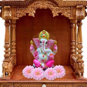 Hi Tech Sales Handcrafted Siddhi Ganesh Idol for Home Decor, Gifting Diwali, Birthday, Festivals (5 x 3 Inches) (Pink)