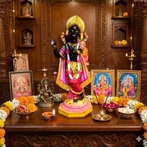 Black Lord Krishna Statue Playing Flute with Golden Crown – Hindu God Murti Idol for Home Mandir, Pooja Room, Temple Decor & Spiritual Gift Item Black Lord Krishna Statue Playing Flute with Golden Crown – Hindu God Murti Idol for Home Mandir, Pooja Room, Temple Decor & Spiritual Gift Item