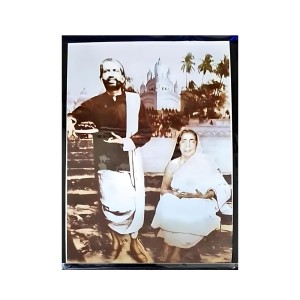 HITECH Sales SRI RAMKRISHNA SARADHA MA 7X5 Wood Laminated Photo with Wall/Back Support Mount Religious Photo Frame Versatile Décor for Wall, Table, Ideal for Gifts, Puja, and Living Room Ambiance