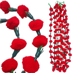 Hitech Sales 10 Woolen Artificial Long Marigold Fluffy Flower Garland Strings for Home Decoration, Pooja Mandir Decor Genda Phool for Wedding and Festivals, Diwali (40 inch) (Red) Hitech Sales 10 Woolen Artificial Long Marigold Fluffy Flower Garland Strings for Home Decoration, Pooja Mandir Decor Genda Phool for Wedding and Festivals, Diwali (40 inch) (Red)
