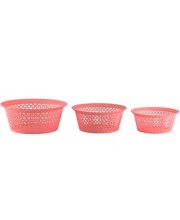 Hitech Home One Desire Pink Plastic Basket (Set of 3) Hitech Home One Desire Pink Plastic Basket (Set of 3)