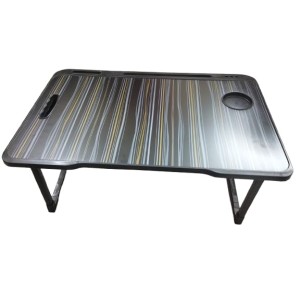 Hitech Sales, Portable Laptop Table with Foldable Legs, Multi-Utility Slots & Gray Striped Woodgrain Finish – Bed Table for Work, Study & Entertainment Hitech Sales, Portable Laptop Table with Foldable Legs, Multi-Utility Slots & Gray Striped Woodgrain Finish – Bed Table for Work, Study & Entertainment