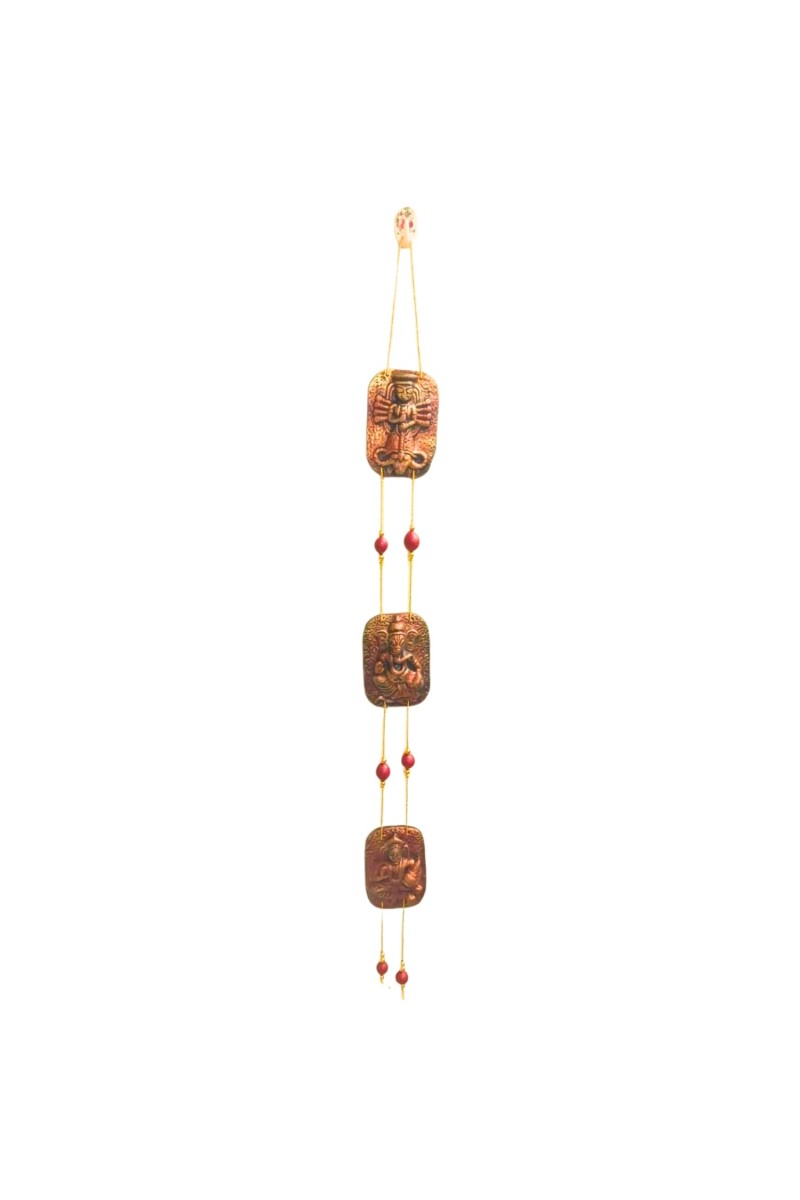 Handcrafted Terracotta Hindu Deity Hanging with Ganesha Design | Decorative Wall Hanging for Home, Entrance & Temple Decor | Traditional Door Hanging | Copper Finish Ornament