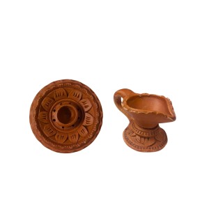 Handcrafted Terracotta Dhoop Daani Stand with Diya Pradeep - Traditional Indian Incense Holder & Oil Lamp for Pooja, Meditation, and Home Decor, Religious Rituals Handcrafted Terracotta Dhoop Daani Stand with Diya Pradeep - Traditional Indian Incense Holder & Oil Lamp for Pooja, Meditation, and Home Decor, Religious Rituals