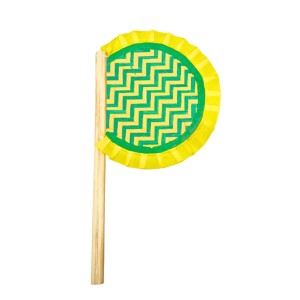 Handmade Bamboo Hand Fan (Hatpakha) – Traditional Hand-Painted Handheld Fan for Cool Air, Home Décor, Festivals & Puja | Eco-Friendly Travel Fan (14.5 × 8.2 cm) (Yellow)