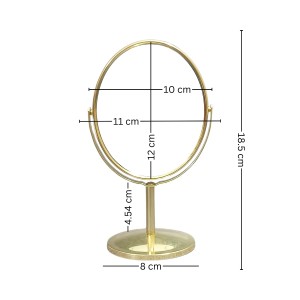 HiTechMart Golden Tabletop Makeup Mirror – Double-Sided, 360° Rotating Vanity Mirror with Elegant Metal Frame for Beauty, Skincare & Grooming HiTechMart Golden Tabletop Makeup Mirror – Double-Sided, 360° Rotating Vanity Mirror with Elegant Metal Frame for Beauty, Skincare & Grooming