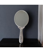 Oval Silver-Plated Plastic Hand Mirror, Medium Size - Portable Mirror for Makeup, Travel, and Daily Use | Pack of 1 Oval Silver-Plated Plastic Hand Mirror, Medium Size - Portable Mirror for Makeup, Travel, and Daily Use | Pack of 1