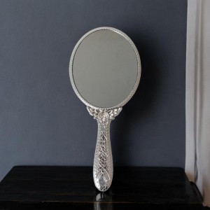 Oval Silver-Plated Plastic Hand Mirror, Medium Size - Portable Mirror for Makeup, Travel, and Daily Use | Pack of 1 Oval Silver-Plated Plastic Hand Mirror, Medium Size - Portable Mirror for Makeup, Travel, and Daily Use | Pack of 1