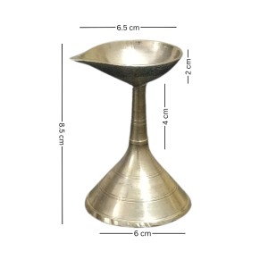 HiTechMart Traditional Brass Gacha Diya with Stand for Puja - Pital Gacha Prodeep or Pradip, Golden Finish