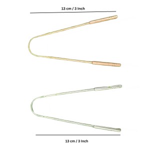 Stainless Steel & Copper Tongue Cleaner Set of – 7 Pack Oral Hygiene Tongue Scrapers for Adults Anti-Gag Design for Fresh Breath