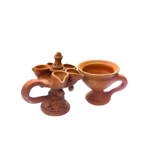 Panch Pradeep with Dhunuchi Combo - Traditional Handcrafted Terracotta 5-Lamp Oil Holder & Incense Holder for Pooja, Religious Ceremonies, Diwali, and Festivals Panch Pradeep with Dhunuchi Combo - Traditional Handcrafted Terracotta 5-Lamp Oil Holder & Incense Holder for Pooja, Religious Ceremonies, Diwali, and Festivals