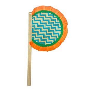 Handmade Bamboo Hand Fan (Hatpakha) – Traditional Hand-Painted Handheld Fan for Cool Air, Home Décor, Festivals & Puja | Eco-Friendly Travel Fan (14.5 × 8.2 cm) (Orange)
