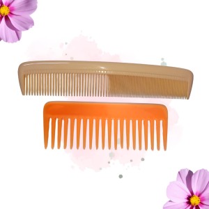 Hi Tech Sales Green Dressing Hair Comb & Wide Tooth Shampoo Comb for Men & Women | Pack of 2 (Beige & Orange) Hi Tech Sales Green Dressing Hair Comb & Wide Tooth Shampoo Comb for Men & Women | Pack of 2 (Beige & Orange)