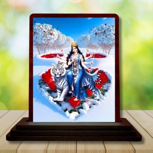 Car Desk/Table Top Goddess Durga Matha Wooden Photo Stand 3x4 Inches, Compact & Stylish Spiritual Display For Car, Home & Office (Pack Of 1) (F14418) Car Desk/Table Top Goddess Durga Matha Wooden Photo Stand 3x4 Inches, Compact & Stylish Spiritual Display For Car, Home & Office (Pack Of 1) (F14418)