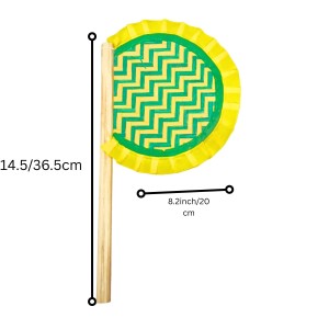 Handmade Bamboo Hand Fan (Hatpakha) – Traditional Hand-Painted Handheld Fan for Cool Air, Home Décor, Festivals & Puja | Eco-Friendly Travel Fan (14.5 × 8.2 cm) (Yellow)
