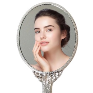 Oval Silver-Plated Plastic Hand Mirror, Medium Size - Portable Mirror for Makeup, Travel, and Daily Use | Pack of 1 Oval Silver-Plated Plastic Hand Mirror, Medium Size - Portable Mirror for Makeup, Travel, and Daily Use | Pack of 1