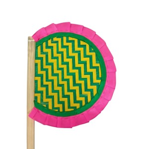Handmade Bamboo Hand Fan (Hatpakha) – Traditional Hand-Painted Handheld Fan for Cool Air, Home Décor, Festivals & Puja | Eco-Friendly Travel Fan pink (14.5 × 8.2 cm)