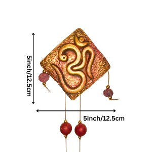 Handcrafted Terracotta Wall Hanging Ornament with Trishul, Om & Swastik Symbols | Decorative Spiritual Home décor for Entrance, Pooja Room & Living Room (Triangular) Handcrafted Terracotta Wall Hanging Ornament with Trishul, Om & Swastik Symbols | Decorative Spiritual Home décor for Entrance, Pooja Room & Living Room (Triangular)