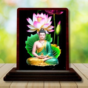 Car Desk/Table Top Lord Buddha Wooden Photo Stand 3x4 Inches, Compact & Stylish Spiritual Display For Car, Home & Office (Pack Of 1) (F14410) Car Desk/Table Top Lord Buddha Wooden Photo Stand 3x4 Inches, Compact & Stylish Spiritual Display For Car, Home & Office (Pack Of 1) (F14410)