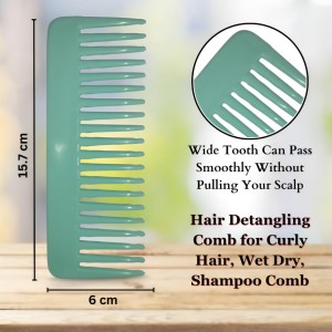 Hi Tech Sales Hair Wide Tooth Comb Detangling Frizz off detangler hair comb for Curly, long Hair & any type Hair, Wet, Dry. Shampoo Comb. Pack of 1 (Green)