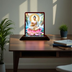 Car Desk/Table Top Lord Buddha Wooden Photo Stand 3x4 Inches, Compact & Stylish Spiritual Display For Car, Home & Office (Pack Of 1) (F14411) Car Desk/Table Top Lord Buddha Wooden Photo Stand 3x4 Inches, Compact & Stylish Spiritual Display For Car, Home & Office (Pack Of 1) (F14411)
