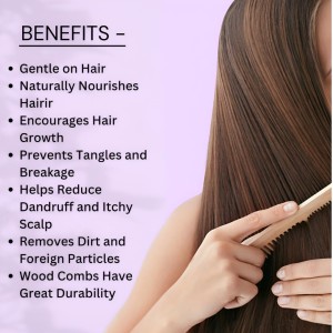 Hi Tech Sales Wooden Comb/Kangi for Hair Growth, Hair fall & Dandruff Control (Handcrafted Designer Comb For Men & Women) Hair Scalp Massager | 4 Combo