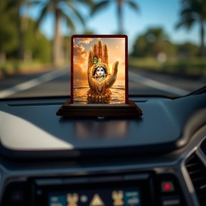 Car Desk/Table Top Lord Krishna Wooden Photo Stand 3x4 Inches, Compact & Stylish Spiritual Display For Car, Home & Office (Pack Of 1) (F14384) Car Desk/Table Top Lord Krishna Wooden Photo Stand 3x4 Inches, Compact & Stylish Spiritual Display For Car, Home & Office (Pack Of 1) (F14384)