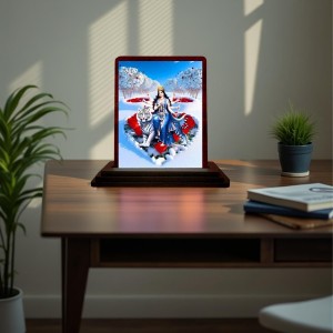 Car Desk/Table Top Goddess Durga Matha Wooden Photo Stand 3x4 Inches, Compact & Stylish Spiritual Display For Car, Home & Office (Pack Of 1) (F14418) Car Desk/Table Top Goddess Durga Matha Wooden Photo Stand 3x4 Inches, Compact & Stylish Spiritual Display For Car, Home & Office (Pack Of 1) (F14418)