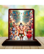 Car Desk/Table Top Lord Ganesha And Shiva Parvathi Wooden Photo Stand 3x4 Inches, Compact & Stylish Spiritual Display For Car, Home & Office (Pack Of 1) (F14380) Car Desk/Table Top Lord Ganesha And Shiva Parvathi Wooden Photo Stand 3x4 Inches, Compact & Stylish Spiritual Display For Car, Home & Office (Pack Of 1) (F14380)