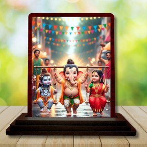 Car Desk/Table Top Lord Ganesha And Shiva Parvathi Wooden Photo Stand 3x4 Inches, Compact & Stylish Spiritual Display For Car, Home & Office (Pack Of 1) (F14380) Car Desk/Table Top Lord Ganesha And Shiva Parvathi Wooden Photo Stand 3x4 Inches, Compact & Stylish Spiritual Display For Car, Home & Office (Pack Of 1) (F14380)