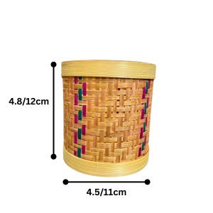 Handcrafted Bamboo Box | Woven Round Storage Container for Home, Kitchen & Décor | Natural Eco-Friendly Bamboo Craft Box